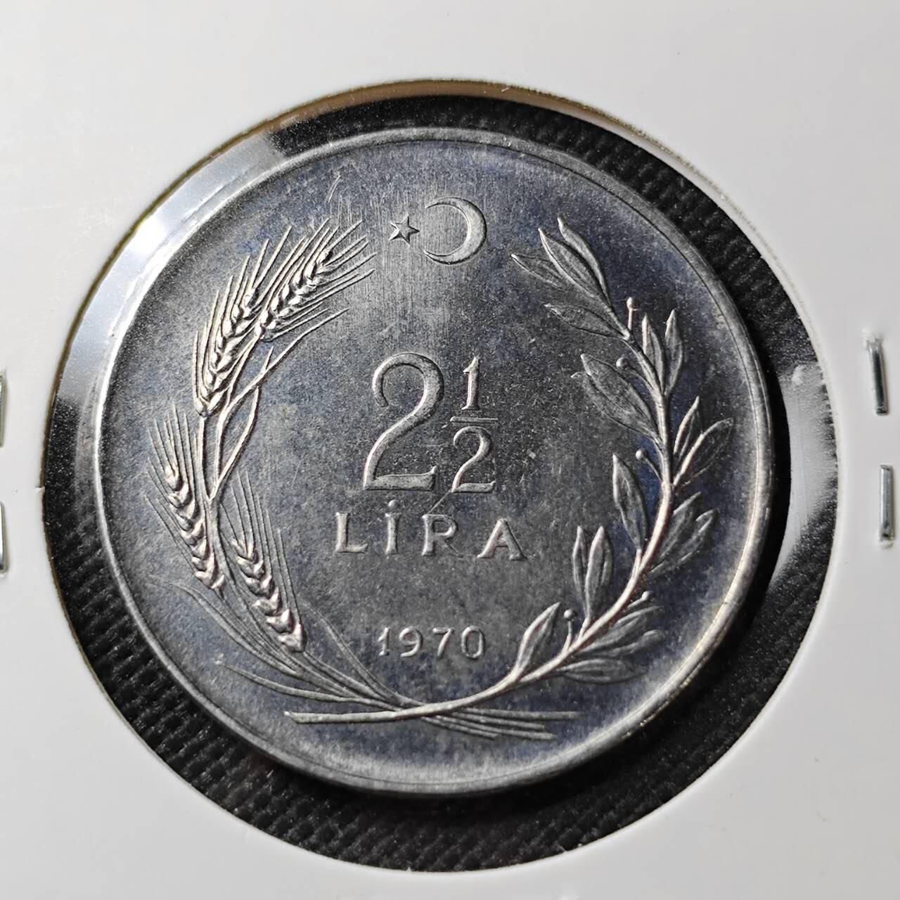 KK钱币收藏小铺  第387期  2月预留时间 周末发货  1970土耳其2.5里拉 农粮纪念币