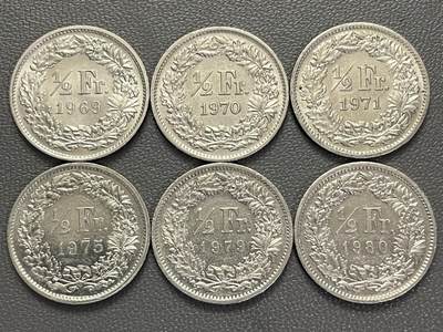 回流20260108 - 不同年份瑞士1/2瑞士法郎6枚