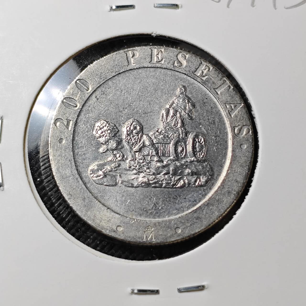 KK钱币收藏小铺  第387期  2月预留时间 周末发货  西班牙200比塞塔纪念币