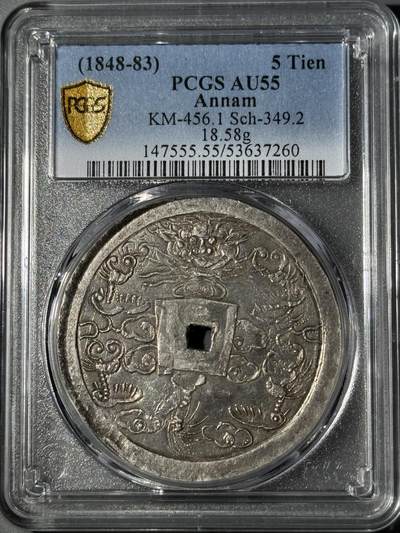  安南嗣德通宝兆民赖之大银币 PCGS-AU55 -  安南嗣德通宝兆民赖之大银币 PCGS-AU55