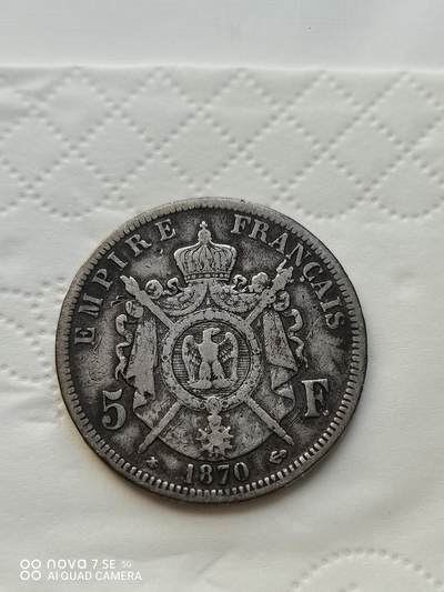外国外币 - 1870年法国5法郎大银币