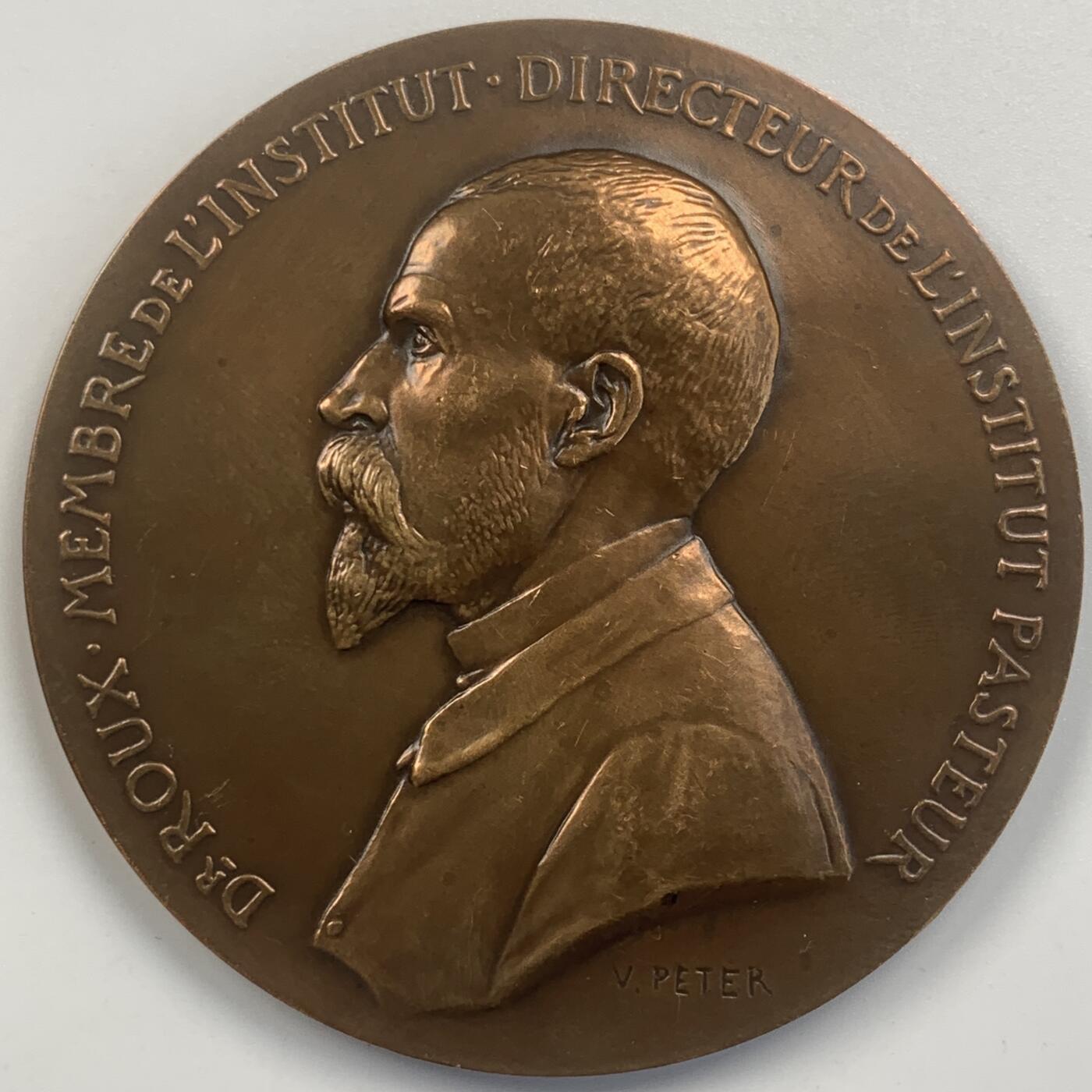 掌中浮雕-藏着的欧洲第048场 1913年法国巴斯德研究所任职25周年纪念铜章，65mm，114g