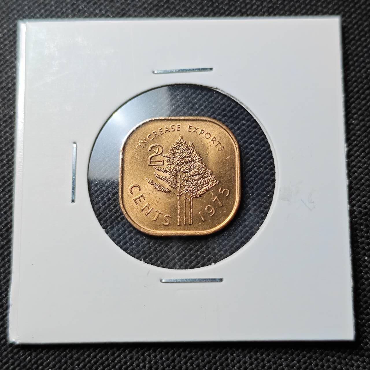 KK钱币收藏小铺  第387期  2月预留时间 周末发货  1975斯威士兰2分铜币 好品