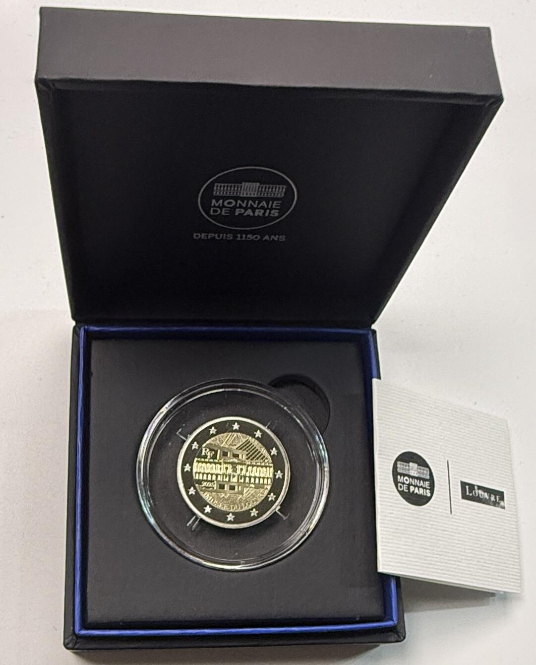 S&S Numismatic世界钱币-拍卖 第118期  法国2025年 巴黎卢浮宫 2欧元双色精制纪念币 盒证齐全