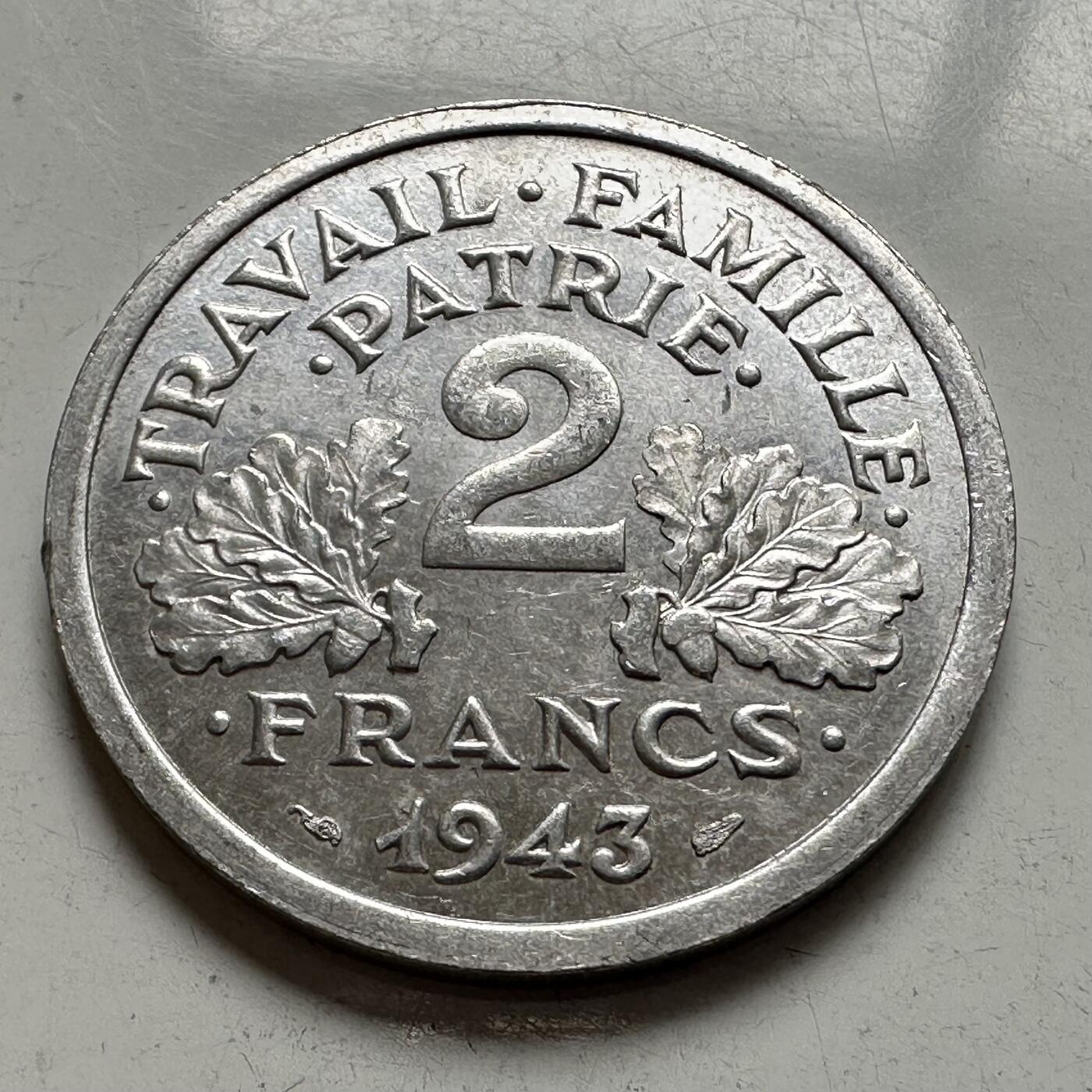 🌹外币初藏🌹🐯2026年第4场  每周二四六晚8️⃣点 接代拍 法国1943年维希2法郎 好品