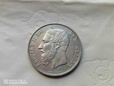 外国外币 - 1873年比利时5法郎大银币