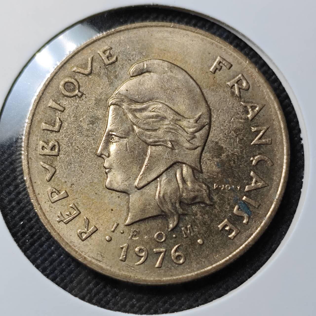 KK钱币收藏小铺  第387期  2月预留时间 周末发货  1976法属波利尼西亚100法郎
