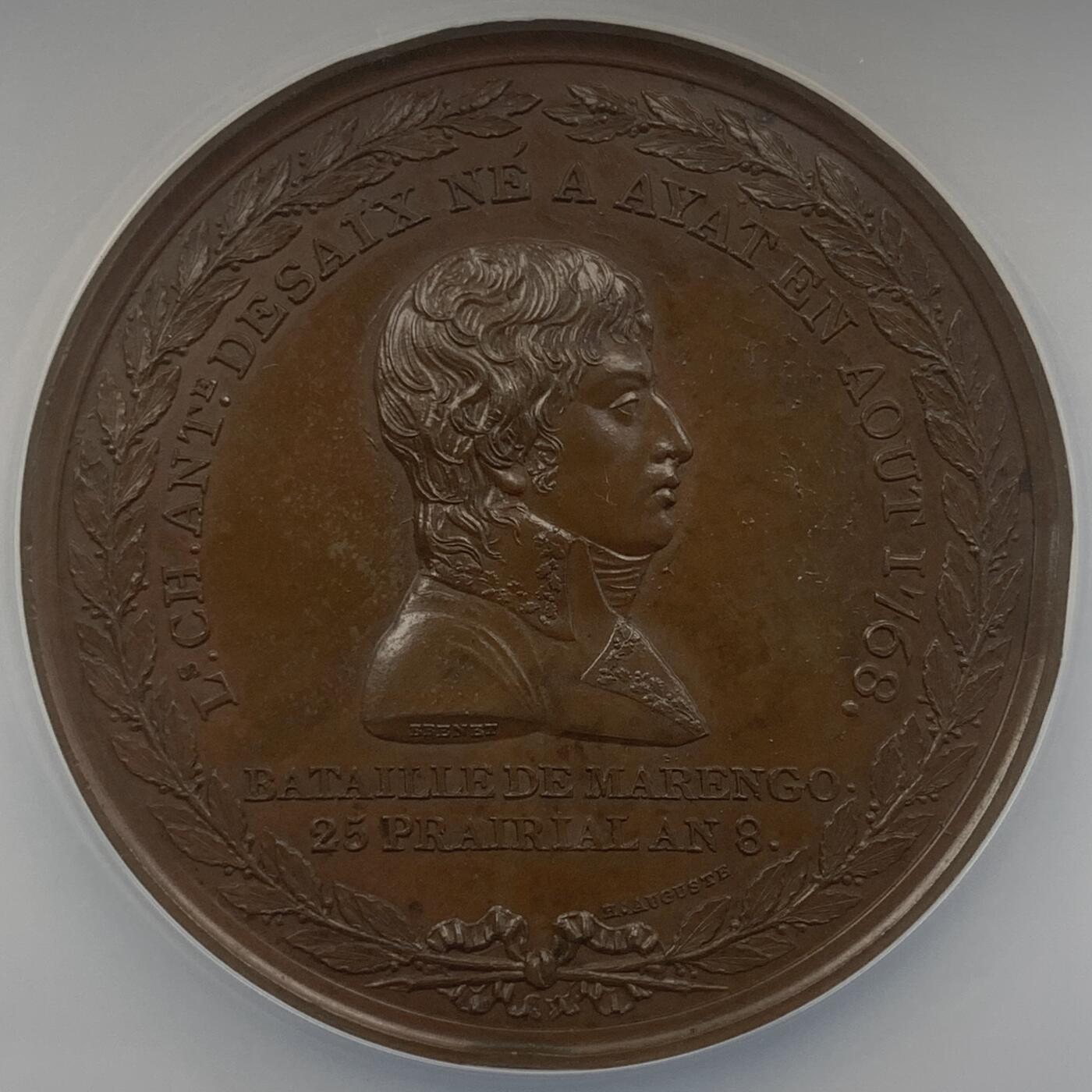 掌中浮雕-藏着的欧洲第048场 NGC MS63 : 法国马伦哥战役铜章，50mm