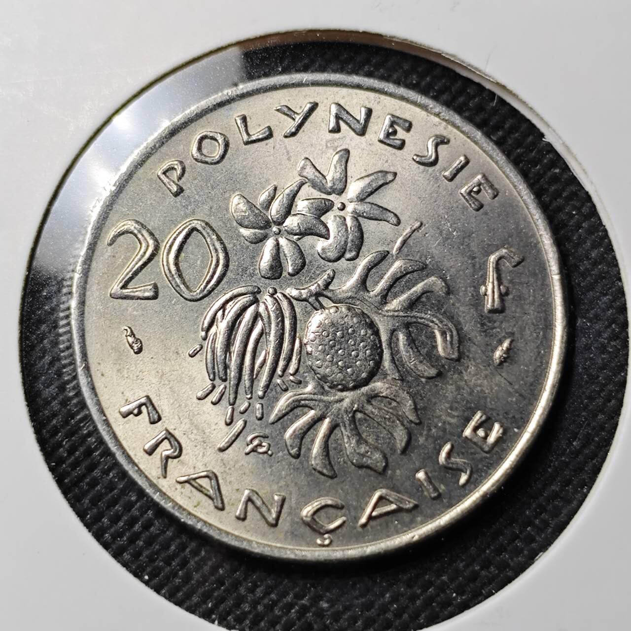 KK钱币收藏小铺  第387期  2月预留时间 周末发货  法属波利尼西亚20法郎 好品