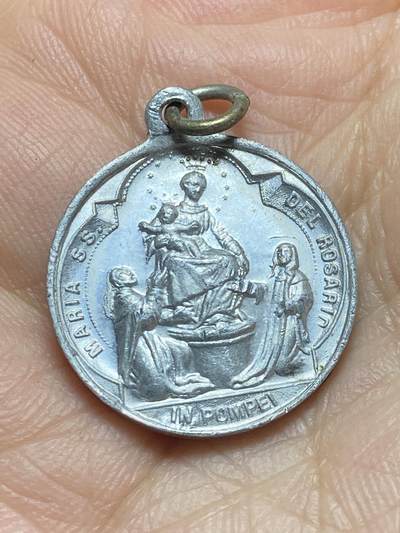 2026年第五场(总第一百七十四场）外国好品散币场(免佣金) - 意大利庞贝玫瑰圣母圣地宗教纪念章，铝制，直径21.5mm，重1.55g