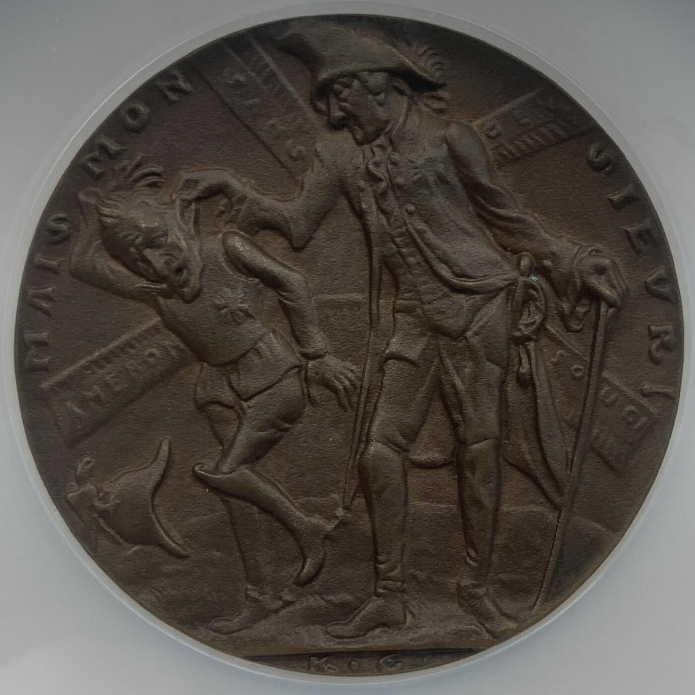 掌中浮雕-藏着的欧洲第048场 NGC MS64 : 1918年腓特烈大帝&逃兵威廉二世，58mm，歌茨目录#233