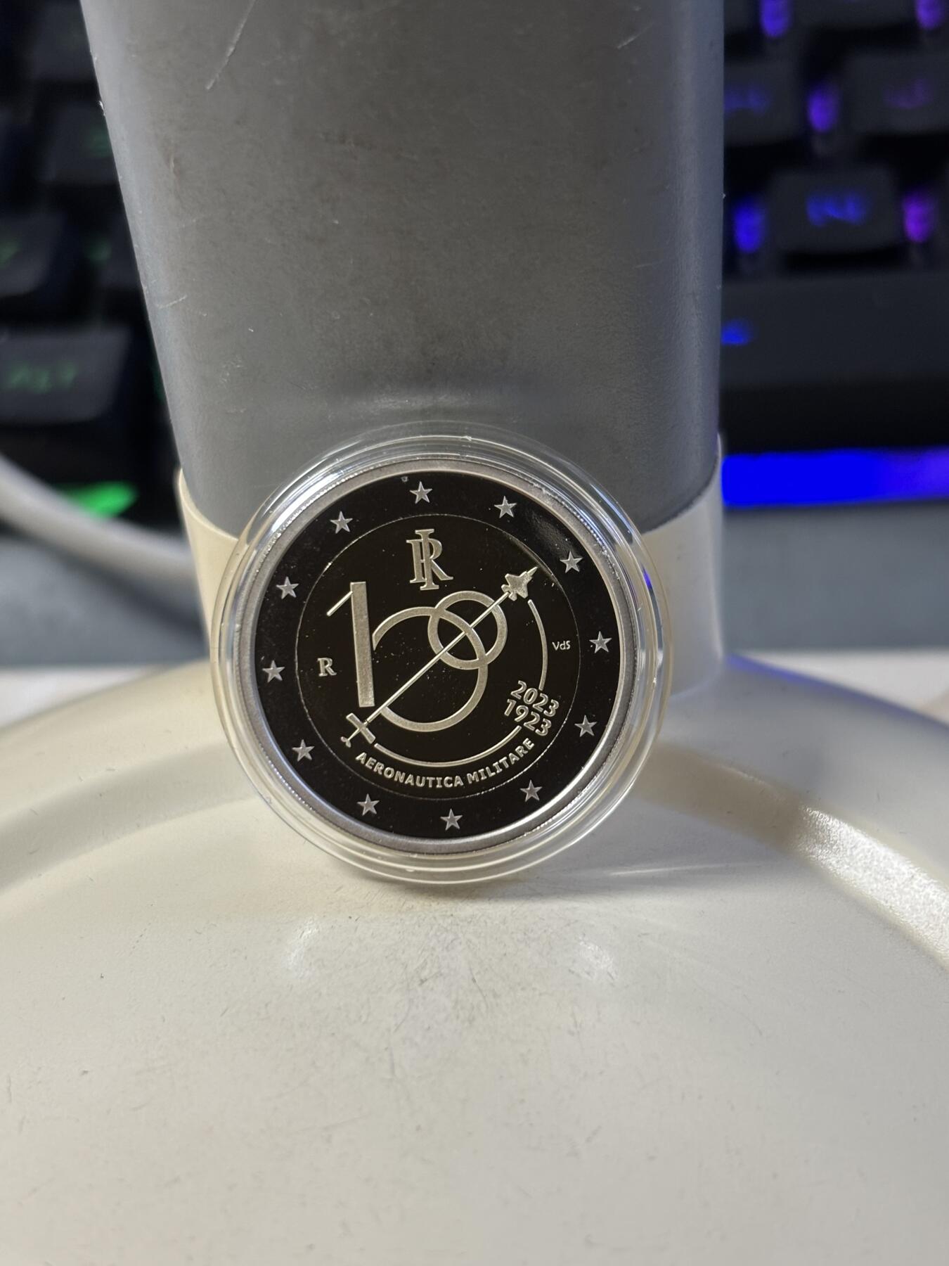 第187期拍卖 意大利2023年空军成立100年2欧铜镍双色精制纪念币，