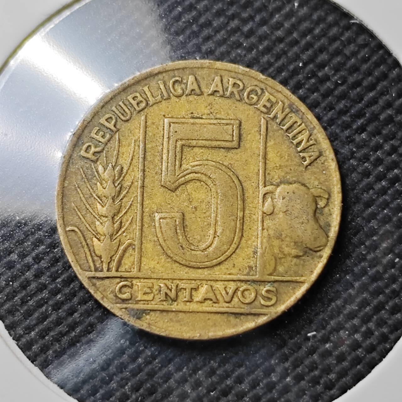 KK钱币收藏小铺  第387期  2月预留时间 周末发货  1949阿根廷5分铜币