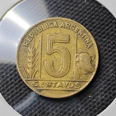 KK钱币收藏小铺  第387期  2月预留时间 周末发货 -  1949阿根廷5分铜币