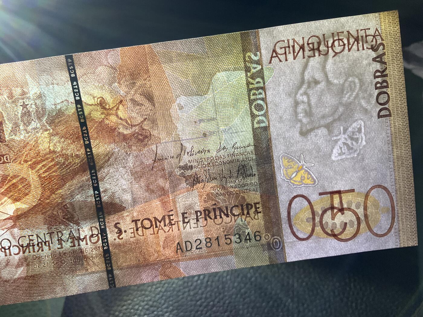 【礼羽收藏】🌏世界钱币拍卖第118期 圣多美和普林西比 2016年50杜普拉，刀拆UNC乱蛇号二张