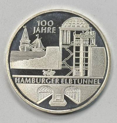 S&S Numismatic世界钱币-拍卖 第118期  - 德国2011年 汉堡易北河隧道百年 10欧元精制纪念银币 16克625银