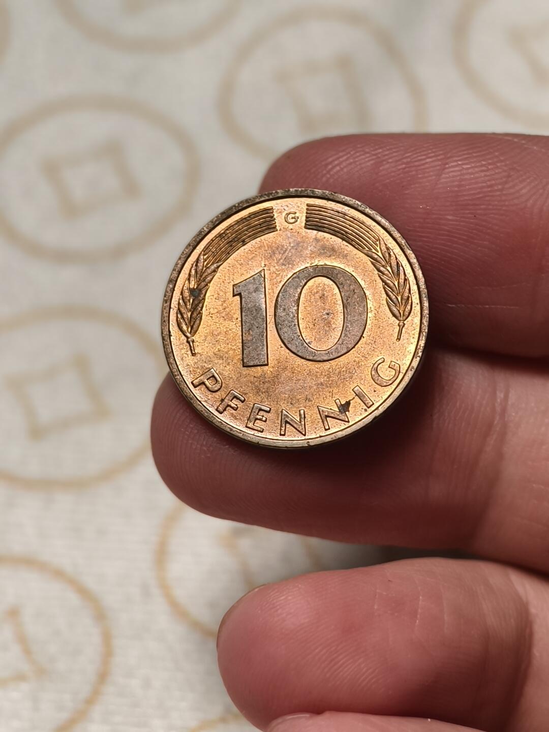 抚柳草堂-第六期章牌钱币 奖章勋章限时免佣 满百包邮 放漏专场 1989德国10芬尼 G标 品相如图