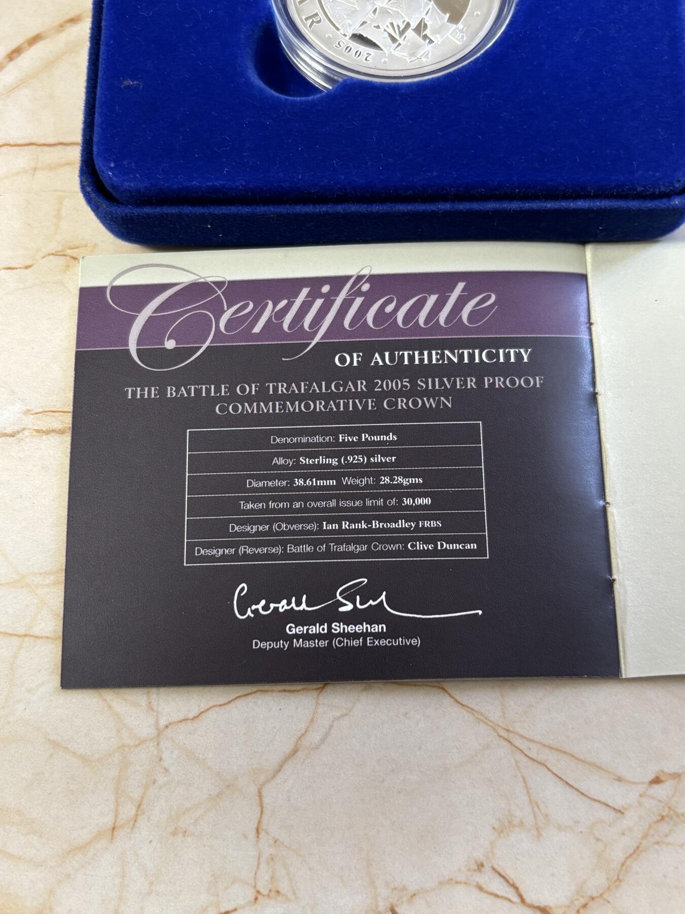 第187期拍卖 英国2005年特拉法海战200年精制纪念银币，925银，28.28克