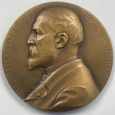 掌中浮雕-藏着的欧洲第048场 - 1907年法国新艺术名誉品大铜章《医学教授亨利·哈洛普》，作者: Chaplain沙普兰 ， 68mm