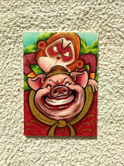 天玑星卡拍第158期《1.8周四截拍》持续收拍收评中 满赠卡需备注 - 【手绘卡】居子 猪八戒背孙悟空 手绘卡