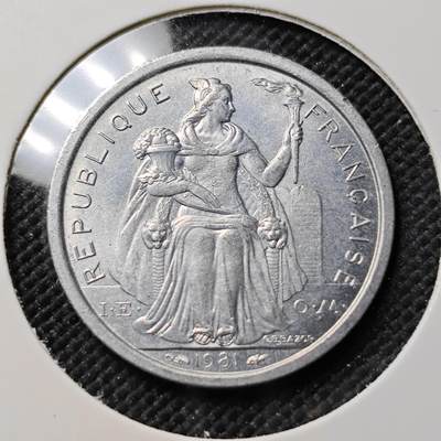 KK钱币收藏小铺  第387期  2月预留时间 周末发货 -  1981法属新喀里多尼亚1法郎