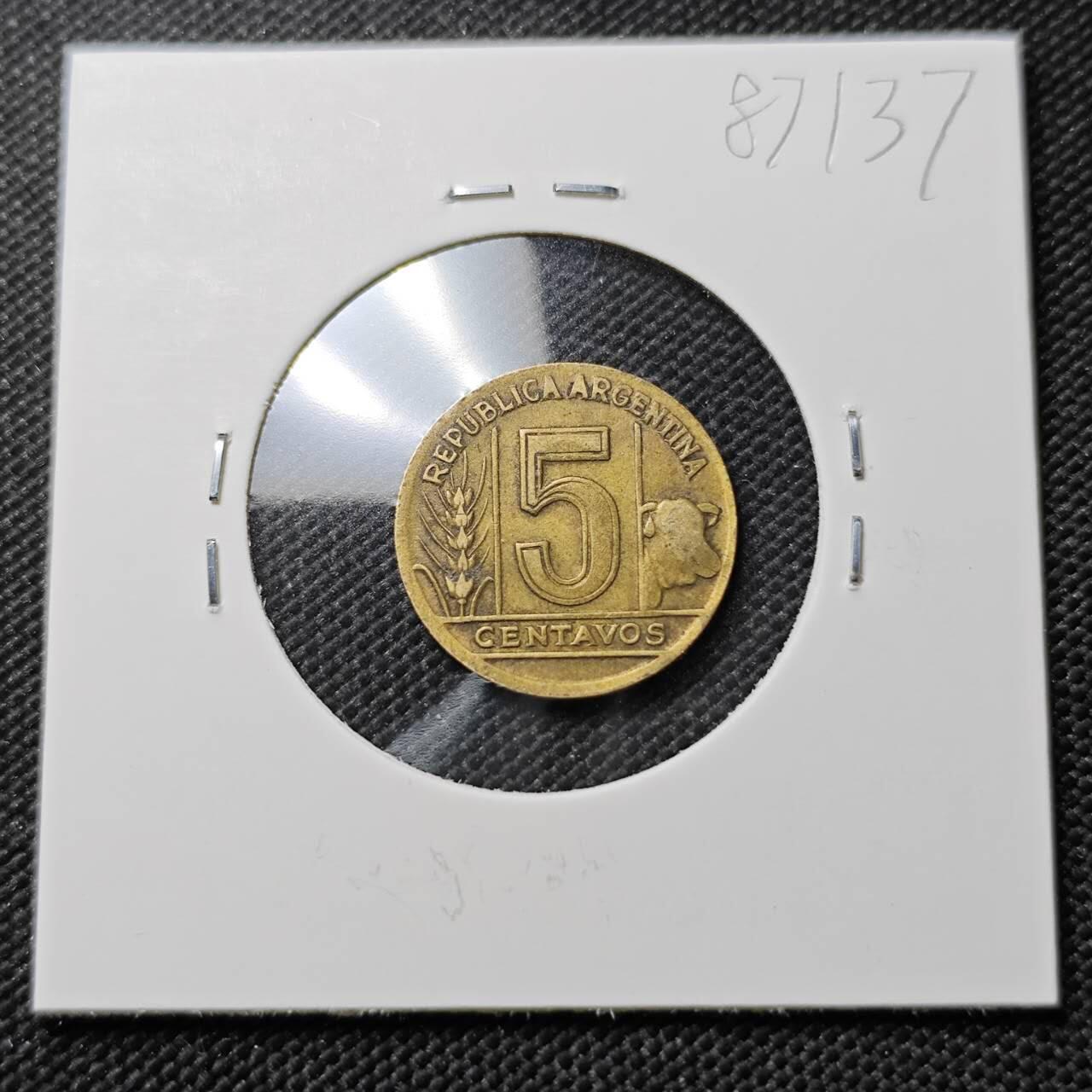 KK钱币收藏小铺  第387期  2月预留时间 周末发货  阿根廷5分铜币