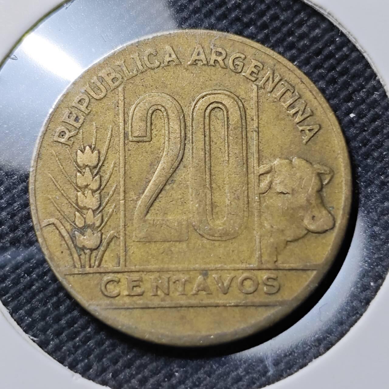 KK钱币收藏小铺  第387期  2月预留时间 周末发货  1949阿根廷20分铜币