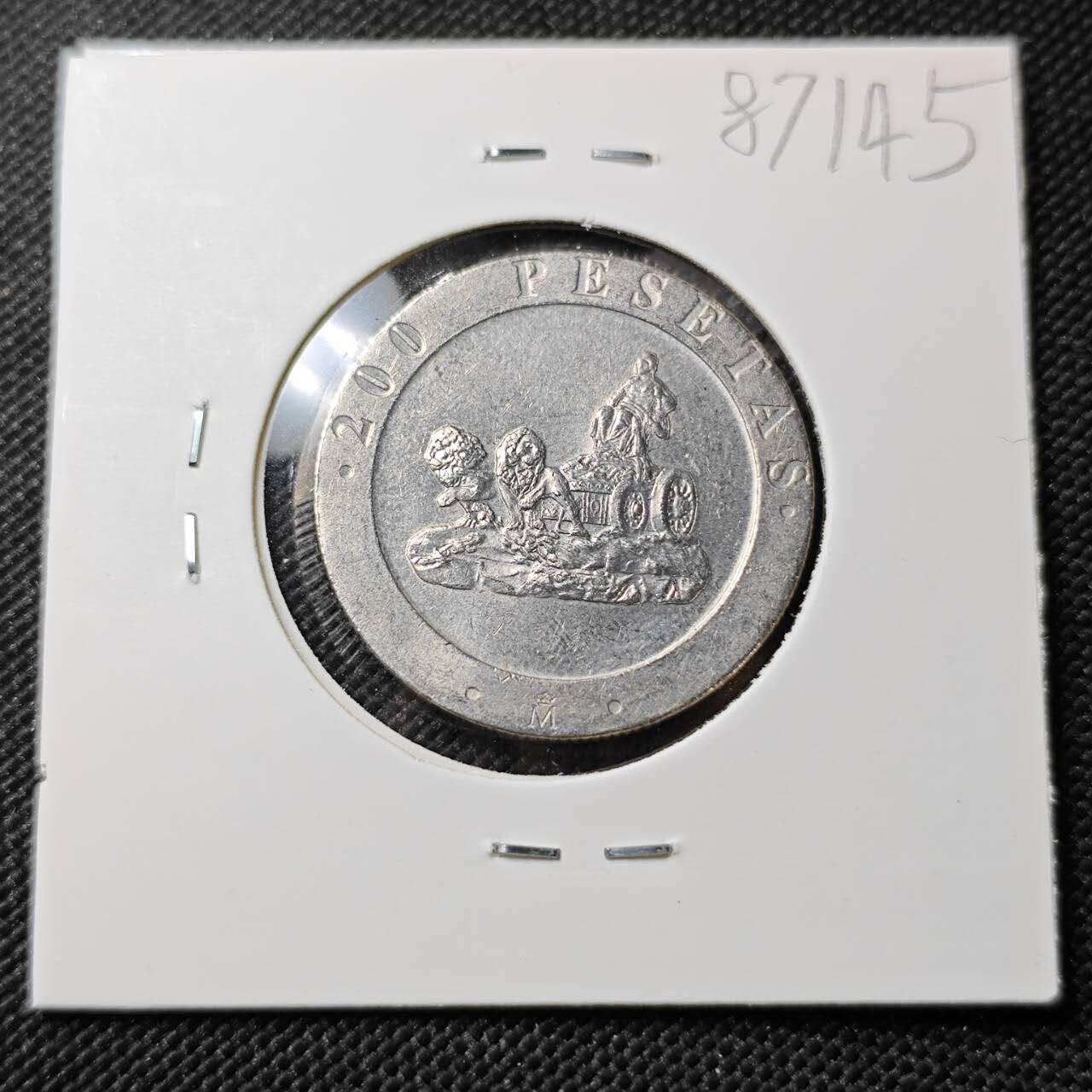 KK钱币收藏小铺  第387期  2月预留时间 周末发货  西班牙200比塞塔纪念币