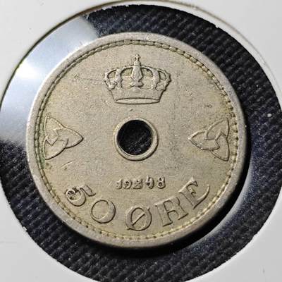 KK钱币收藏小铺  第387期  2月预留时间 周末发货 -  1948挪威50欧尔镍币