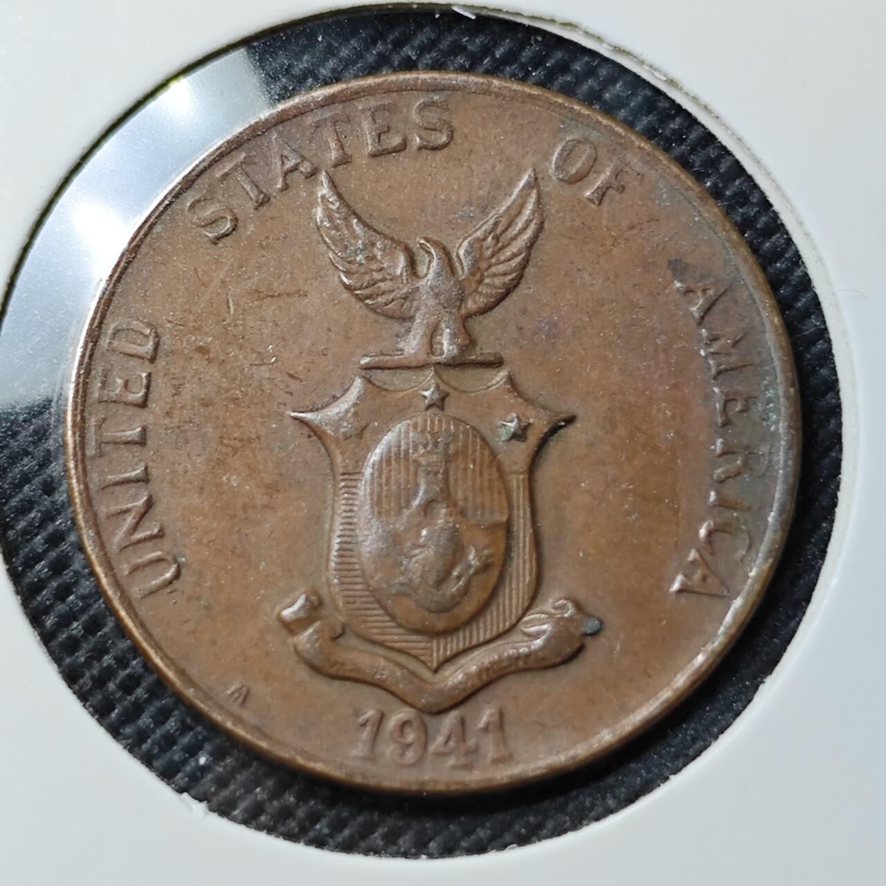 KK钱币收藏小铺  第387期  2月预留时间 周末发货  1941美属菲律宾1分铜币