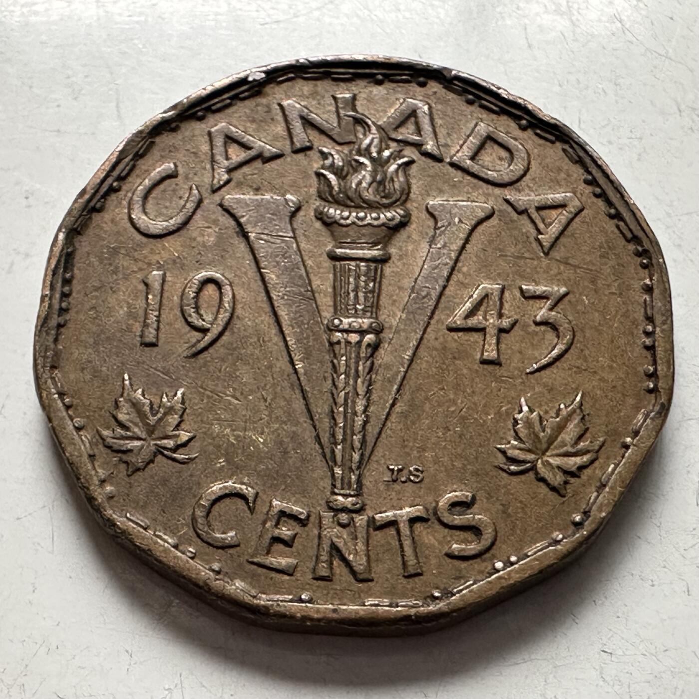 🌹外币初藏🌹🐯2026年第4场  每周二四六晚8️⃣点 接代拍 加拿大1943年胜利五分黄铜币