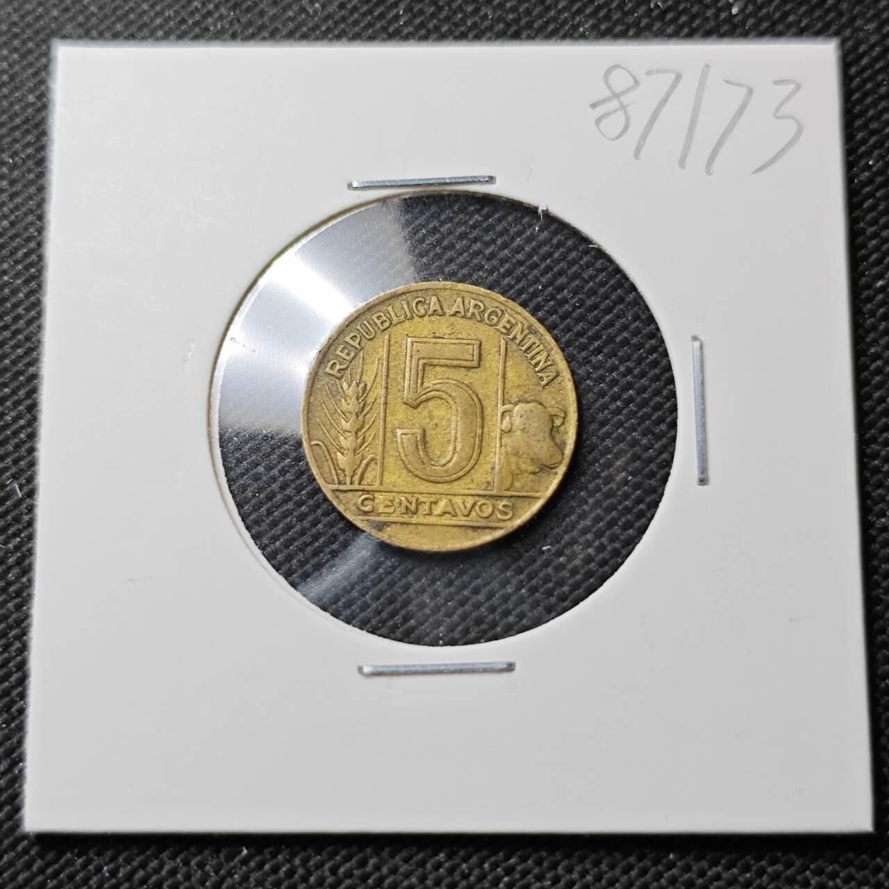 KK钱币收藏小铺  第387期  2月预留时间 周末发货  1949阿根廷5分铜币