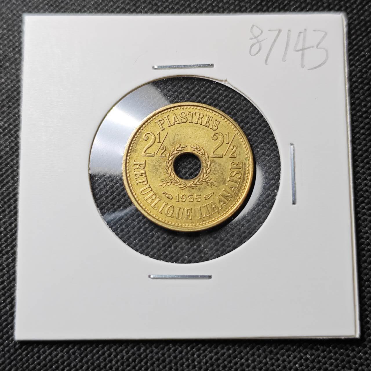 KK钱币收藏小铺  第387期  2月预留时间 周末发货  1955黎巴嫩2.5皮