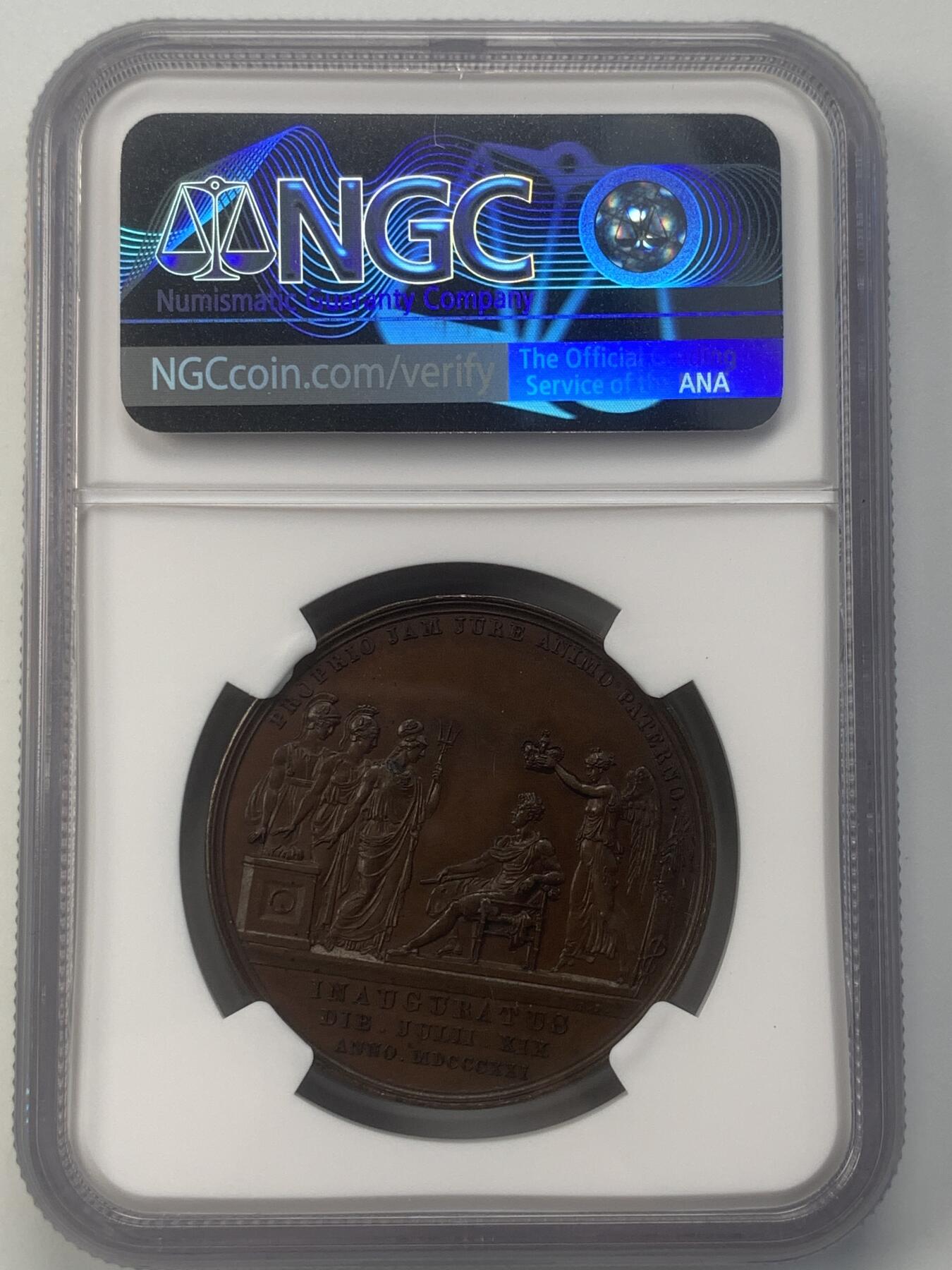 掌中浮雕-藏着的欧洲第048场 NGC MS63 ：1821年英国乔治四世加冕铜章，35mm