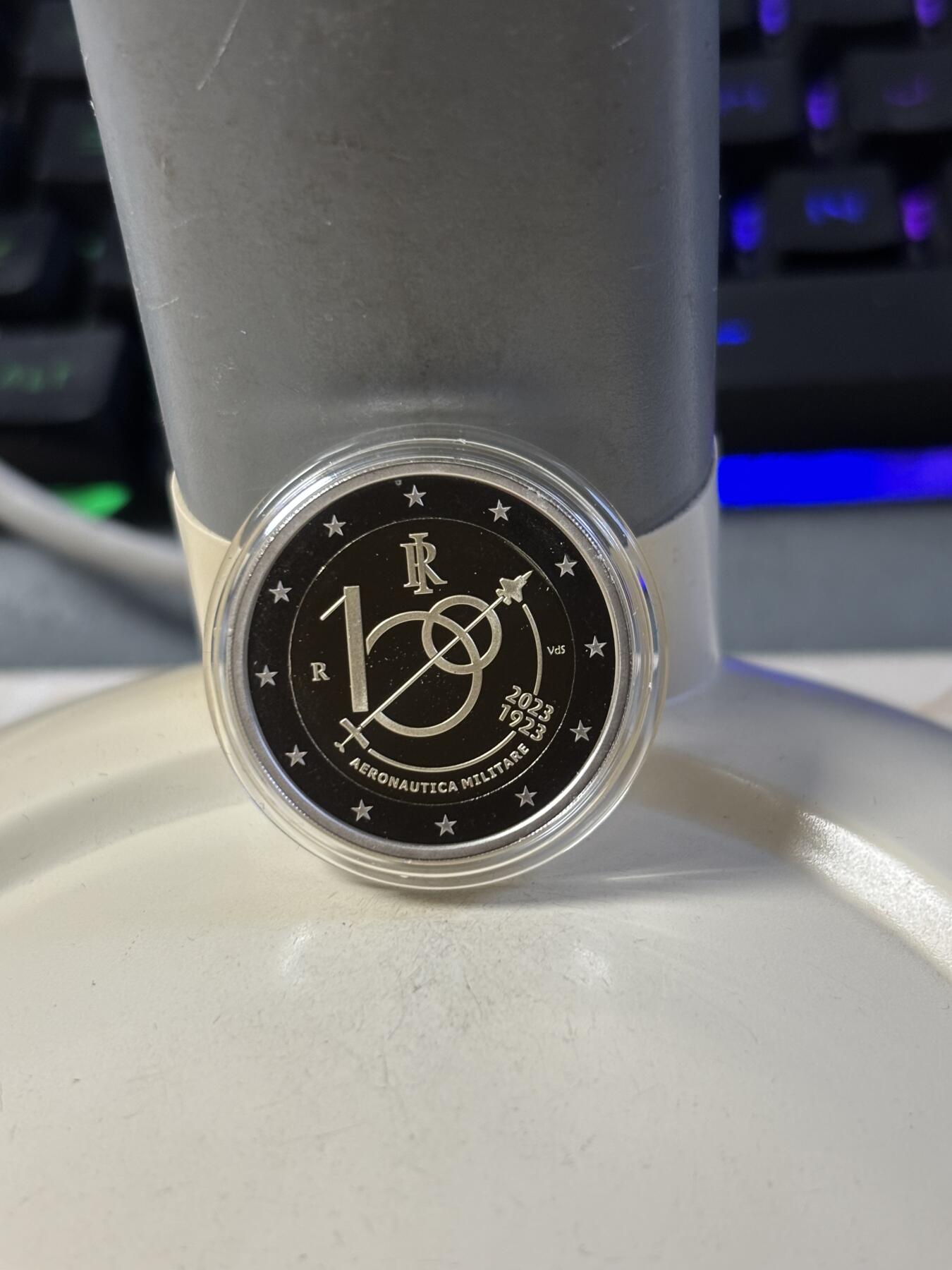 第187期拍卖 意大利2023年空军成立100年2欧铜镍双色精制纪念币，