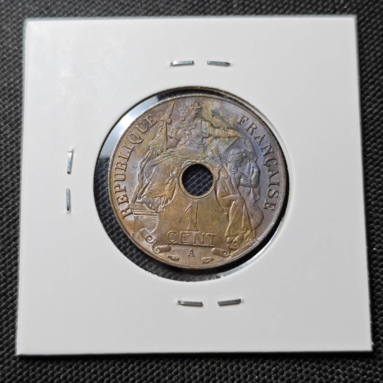 KK钱币收藏小铺  第387期  2月预留时间 周末发货  1938法属印支百分之一铜币 带光