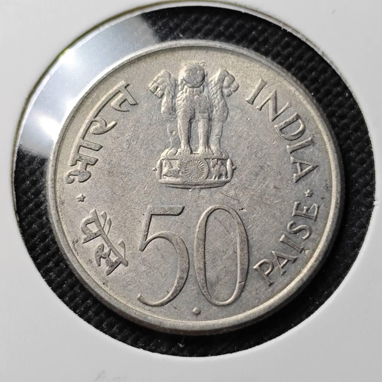 KK钱币收藏小铺  第387期  2月预留时间 周末发货  1964印度50派沙 甘地纪念币