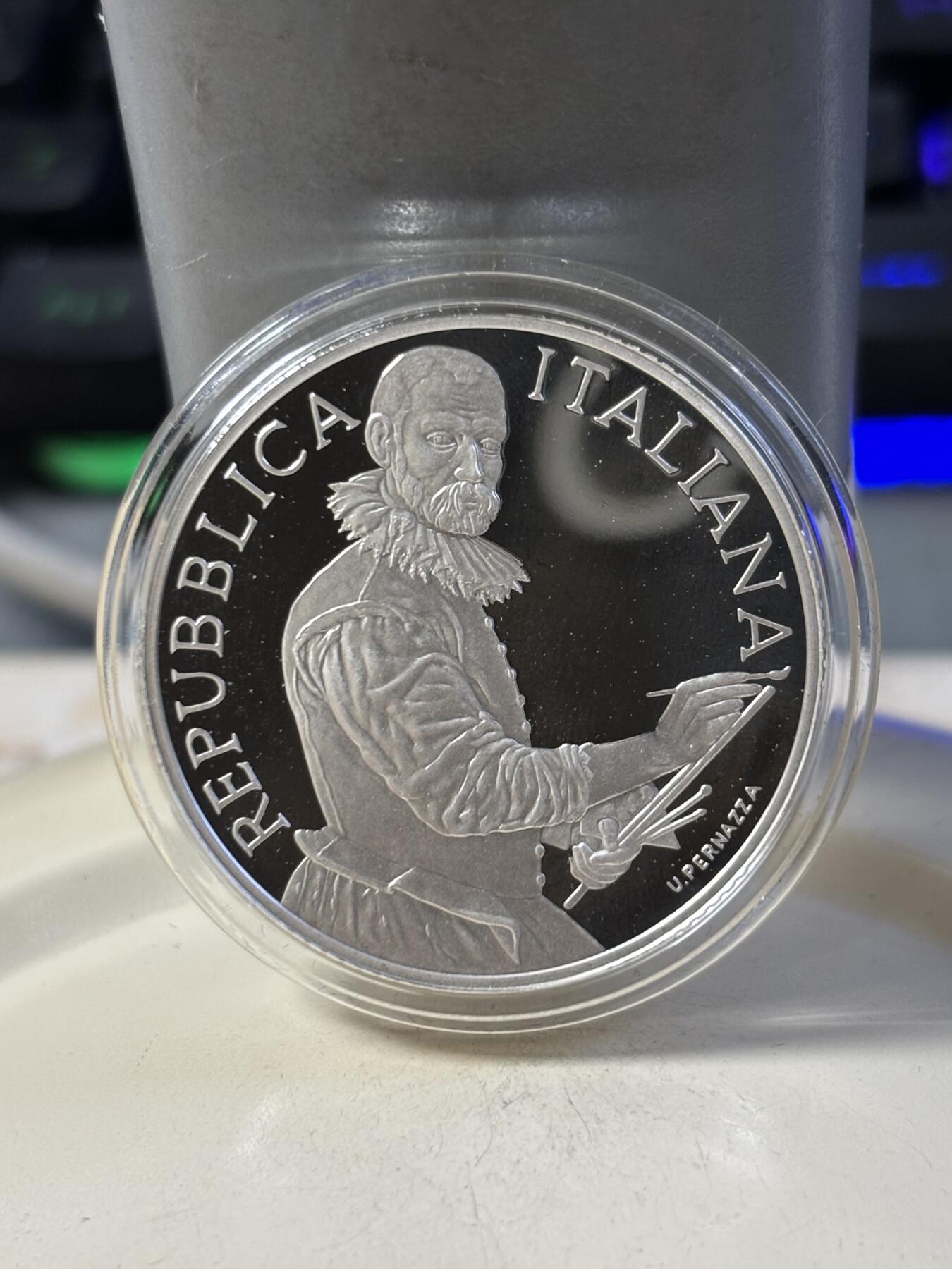 第187期拍卖 意大利2009年画家卡拉奇逝世400周年精制纪念银币，925银，22克，发行9000枚