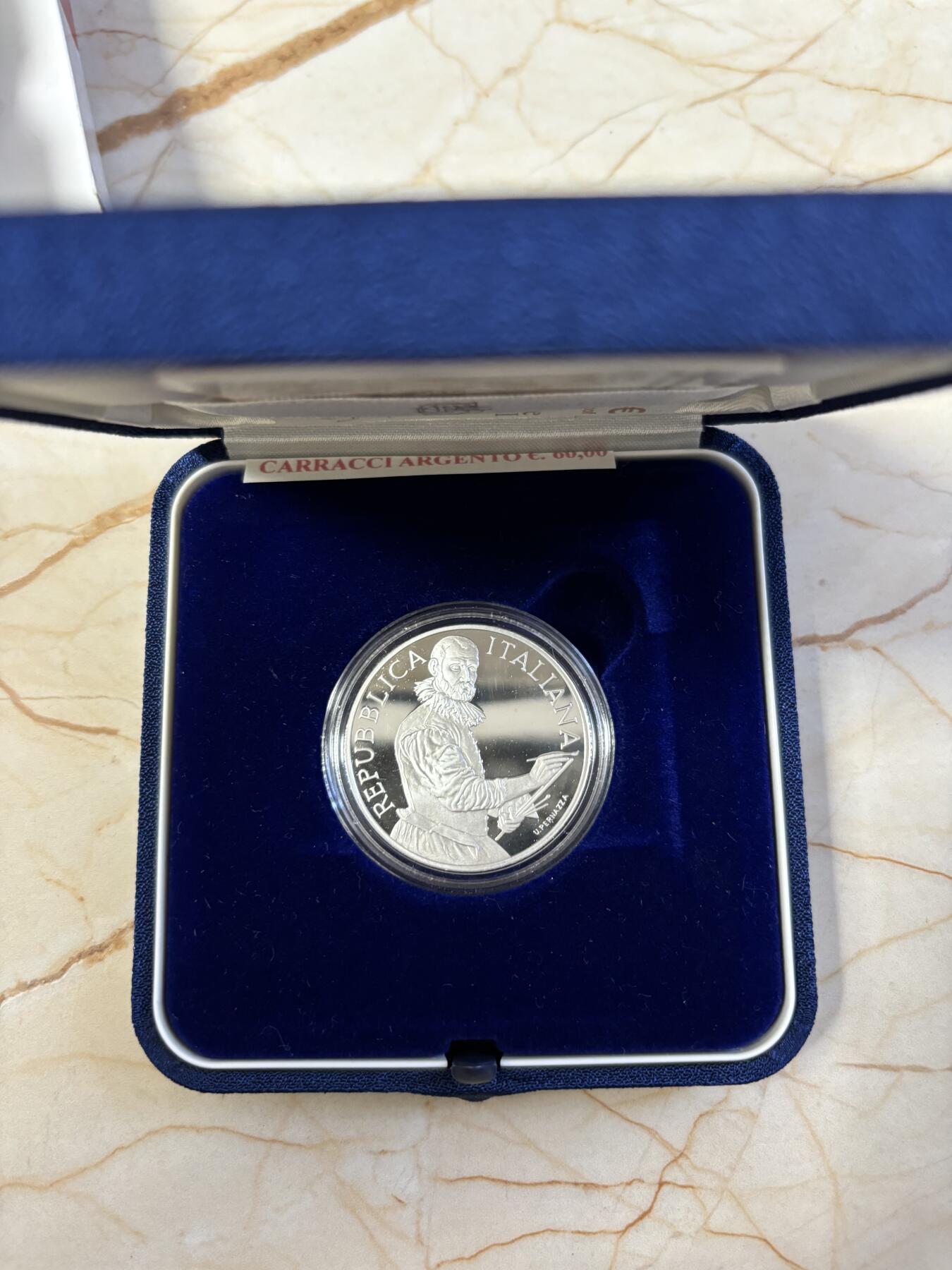 第187期拍卖 意大利2009年画家卡拉奇逝世400周年精制纪念银币，925银，22克，发行9000枚