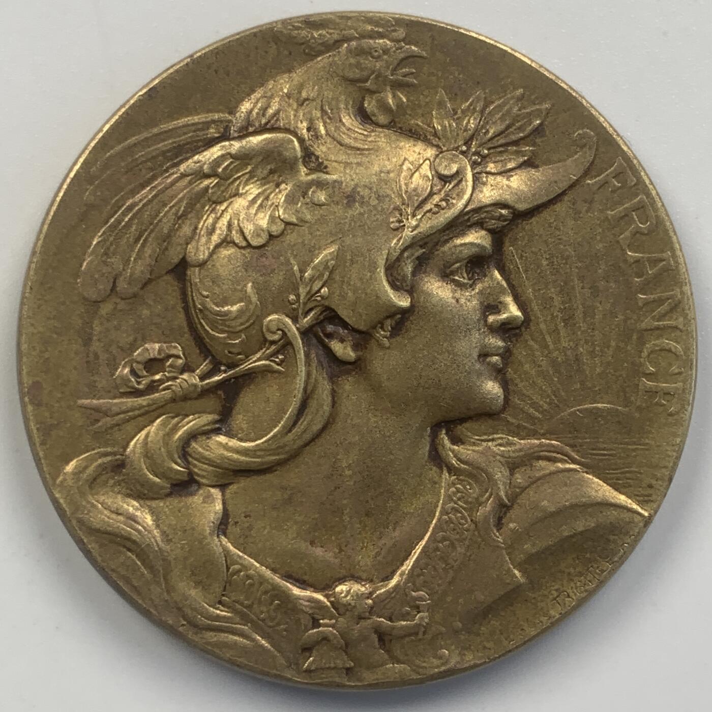 掌中浮雕-藏着的欧洲第048场 法国戎装玛丽安娜铜章，名家Bottee作品，41mm