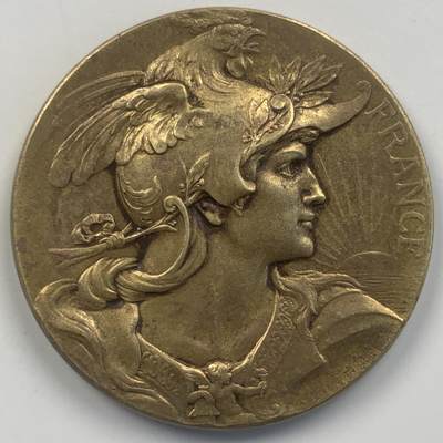 掌中浮雕-藏着的欧洲第048场 - 法国戎装玛丽安娜铜章，名家Bottee作品，41mm