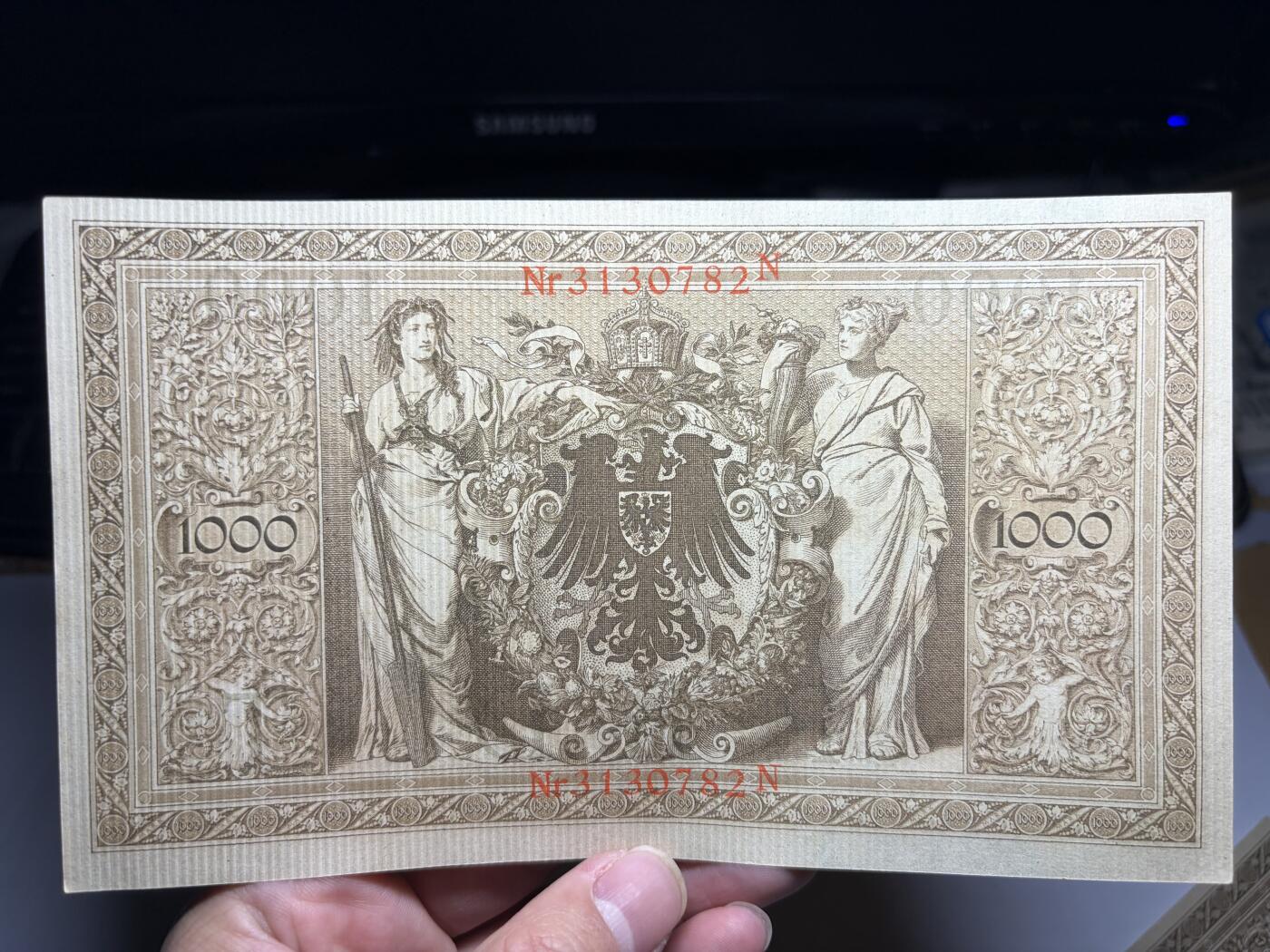 2026年集古藏今外币拍卖第一期-第3场—（总第300拍-纸币专场），本期拍完结算一次，发货时间2-3天，休息几天后继续新的一期拍卖。 稀少全新原封1910年20连号德国1000马克，带腰条