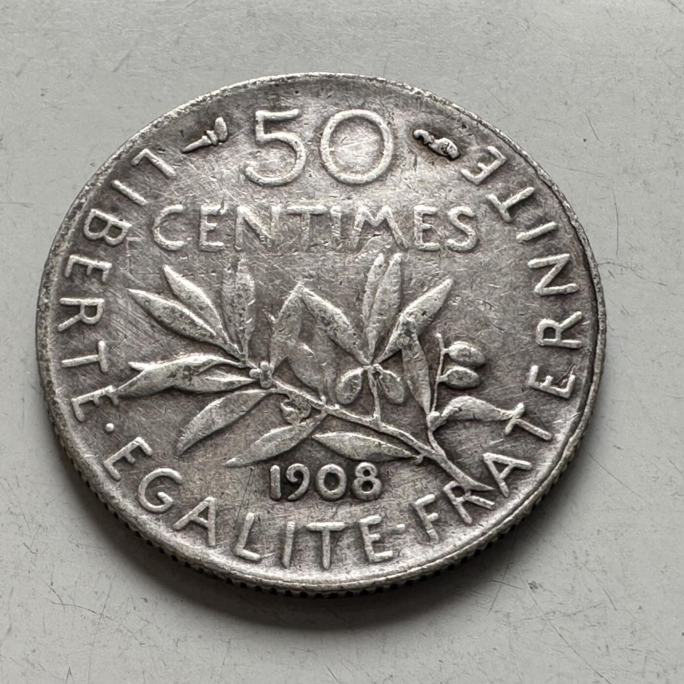 🌹外币初藏🌹🐯2026年第4场  每周二四六晚8️⃣点 接代拍 法国1908年50分银币