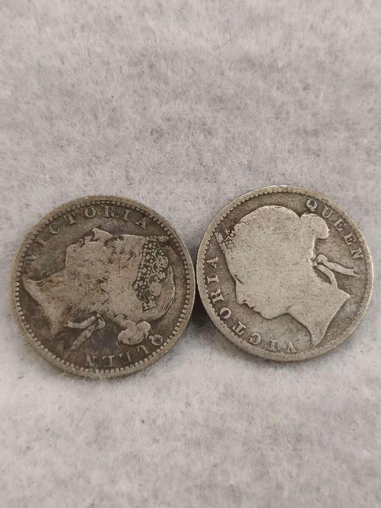 G&W世界散币，银币处理专场（第42场） 海峡殖民地10分  银币  2枚