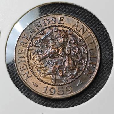 KK钱币收藏小铺  第387期  2月预留时间 周末发货 -  1959荷属安地列斯2.5分铜币