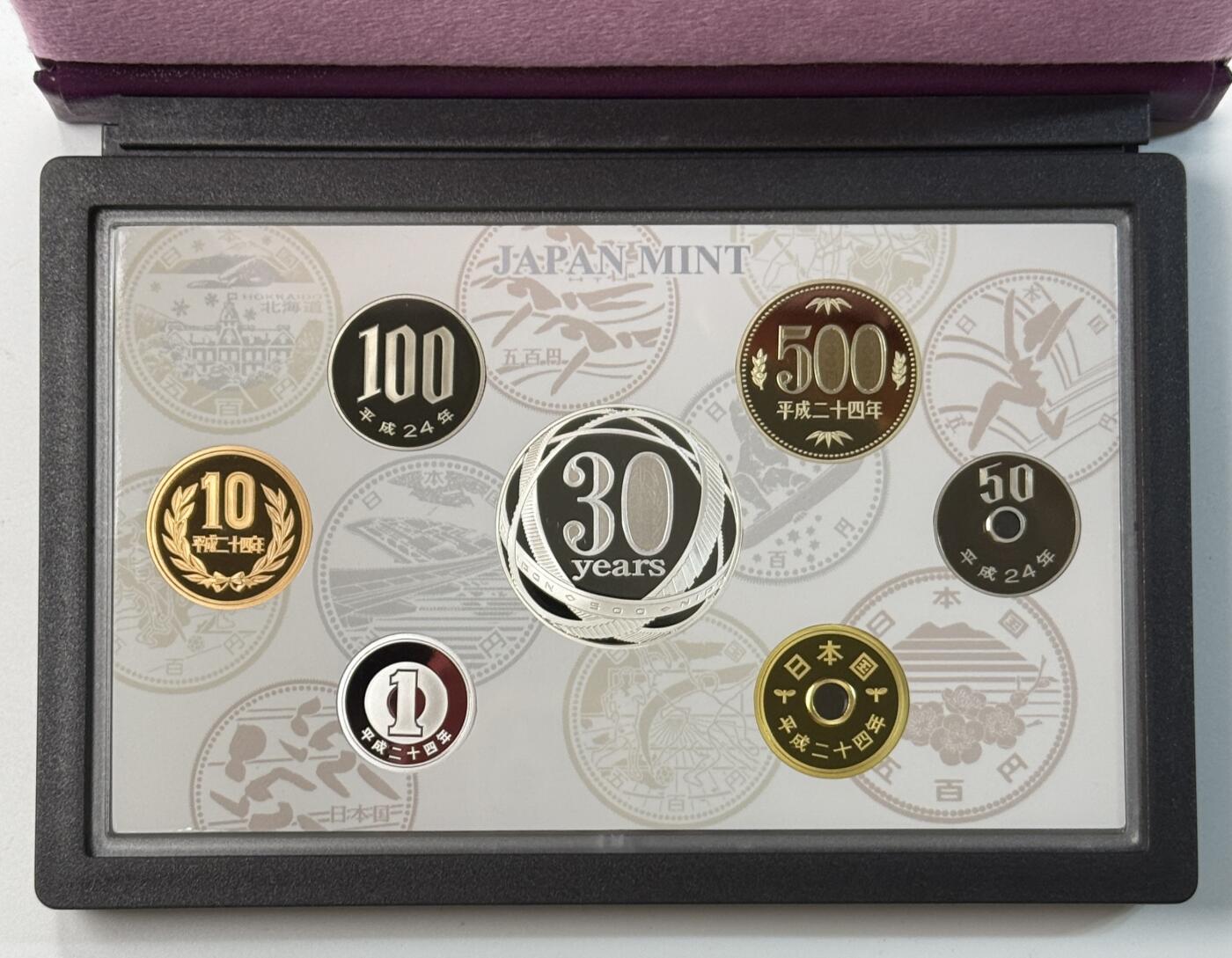 S&S Numismatic世界钱币-拍卖 第118期  日本2012年 1円货币发行30周年 6枚精制套币+1枚20克银章 官方卡币