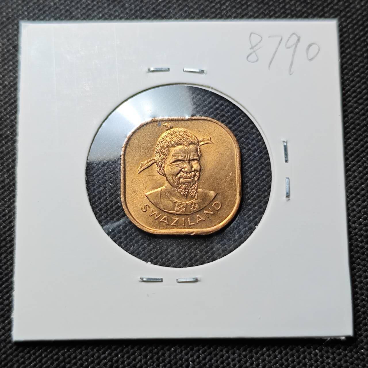 KK钱币收藏小铺  第387期  2月预留时间 周末发货  1975斯威士兰2分铜币 好品