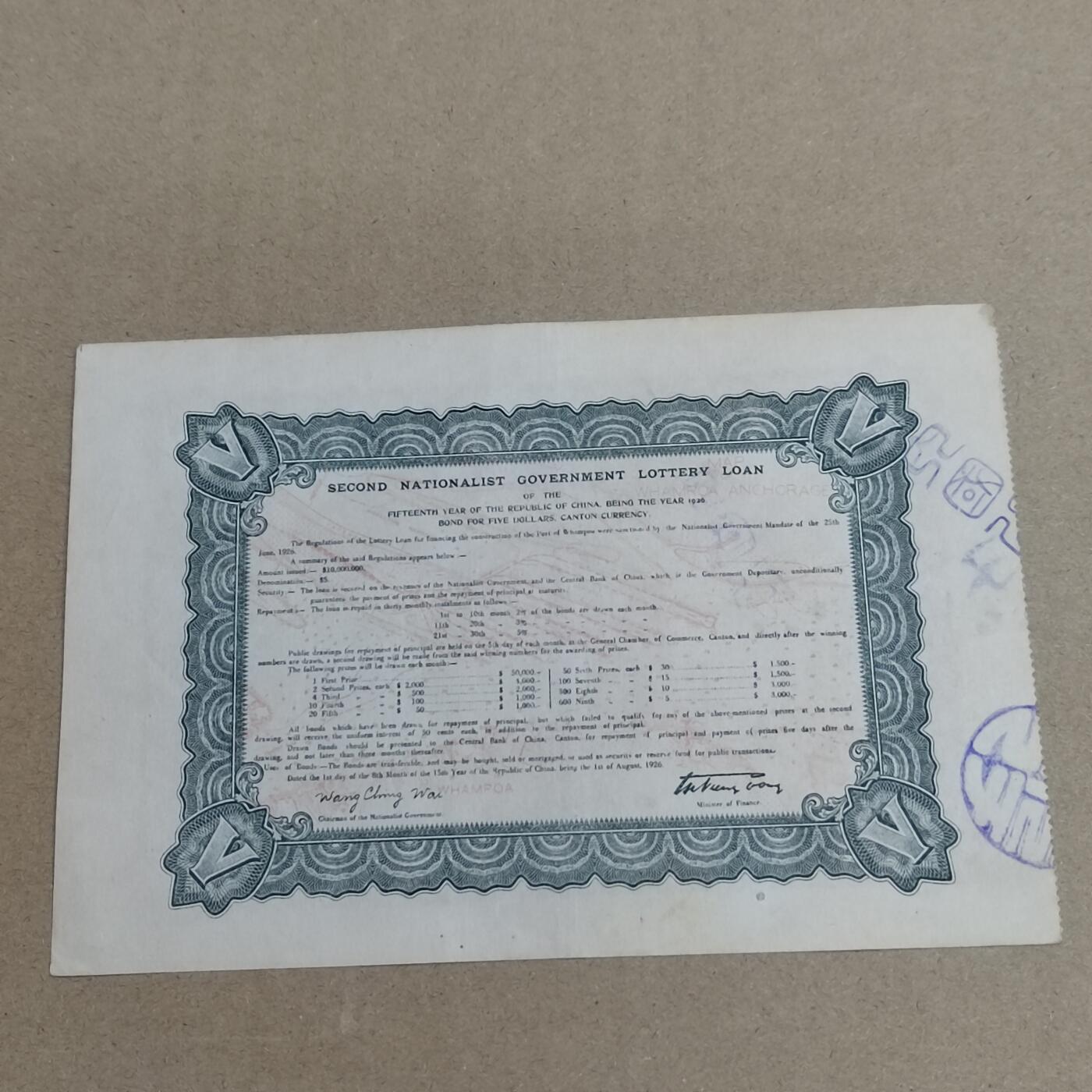 PCAI钱币   6-698  纸品小专场 民国有奖公债