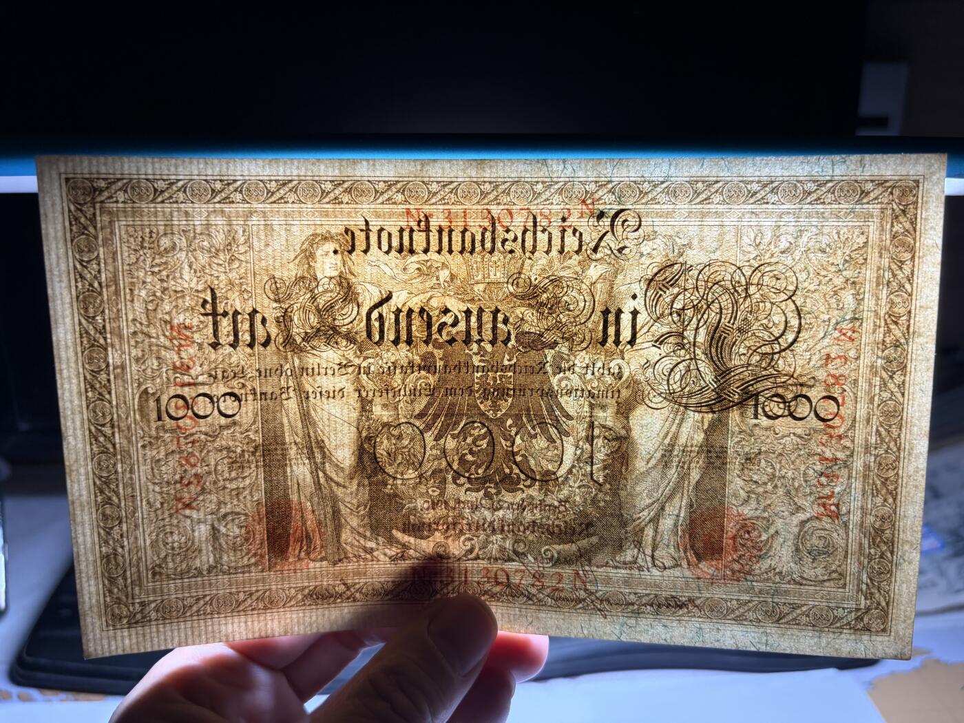 2026年集古藏今外币拍卖第一期-第3场—（总第300拍-纸币专场），本期拍完结算一次，发货时间2-3天，休息几天后继续新的一期拍卖。 稀少全新原封1910年20连号德国1000马克，带腰条