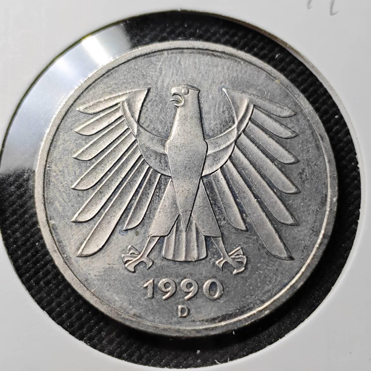 KK钱币收藏小铺  第387期  2月预留时间 周末发货  1990德国5马克 D版